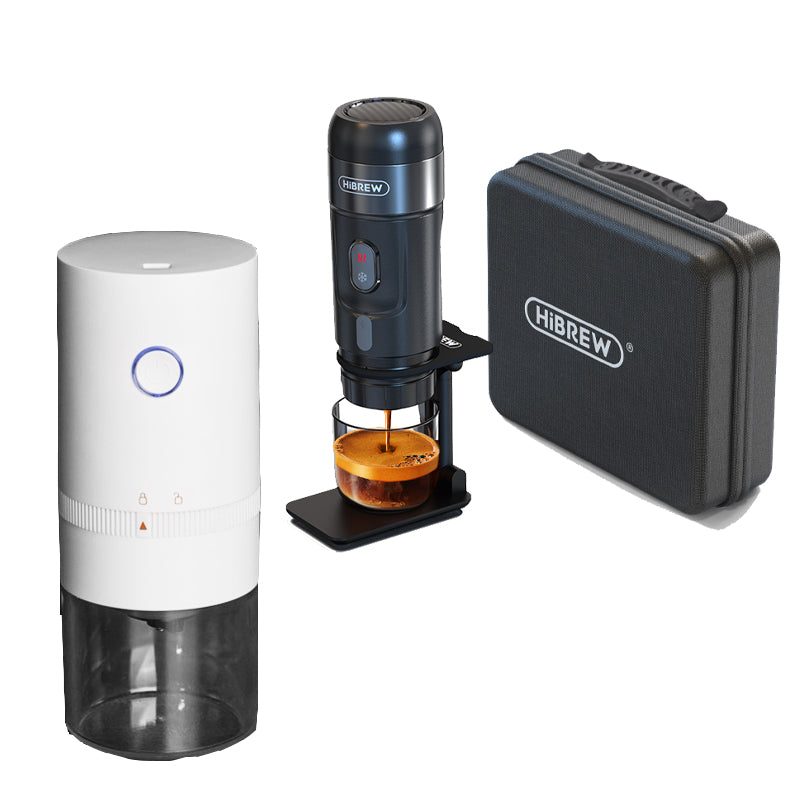 Portable car and household coffee machine set. can extract coffee with one click, and it is small, portable, and compatible with multiple coffee materials.