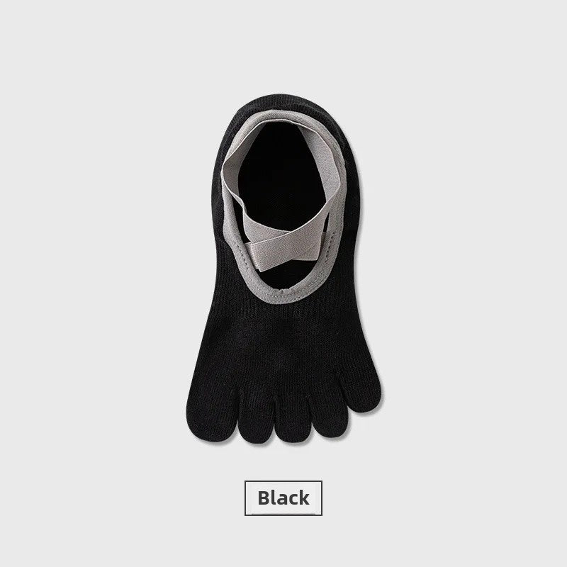 Women's Yoga Socks Spring Summer Five-Fingered Gym Fitness Anti-Slip Shock-Absorption Pilates Boat Socks Indoor Sports