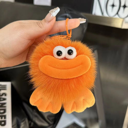 Sausage Mouth Hair Ball Key Chain Funny Plush Doll Pendant Key Ring Girl Backpack Car Decor Bag Accessories Children Small Gifts