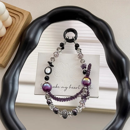 Luxury High-End Cat Eye Crystal Beaded Double Mobile Phone Case Pendant Hand Chain Fashionable Jewelry Accessory for Smartphones