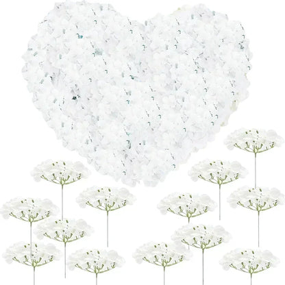 100 Pcs Silk Hydrangea Artificial Flowers | Fake Hydrangea Bouquet with Stems | Wedding DIY Floral Decor Supplies