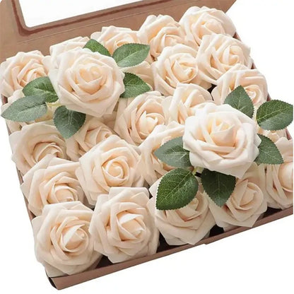 Rose Artificial Foam Fake Flowers | 15/25/100pcs Bulk Pack | Wedding Bouquets Centerpieces Mothers Day Valentines Gifts Party Decor