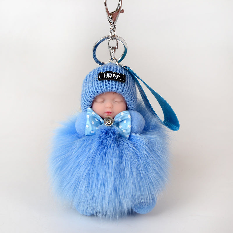 Key Chain Plush Cute Fox Fur Keychain Fluffy Accessories Key Chain Doll Ring Real Fur Keychain Pom Pom New Fashion