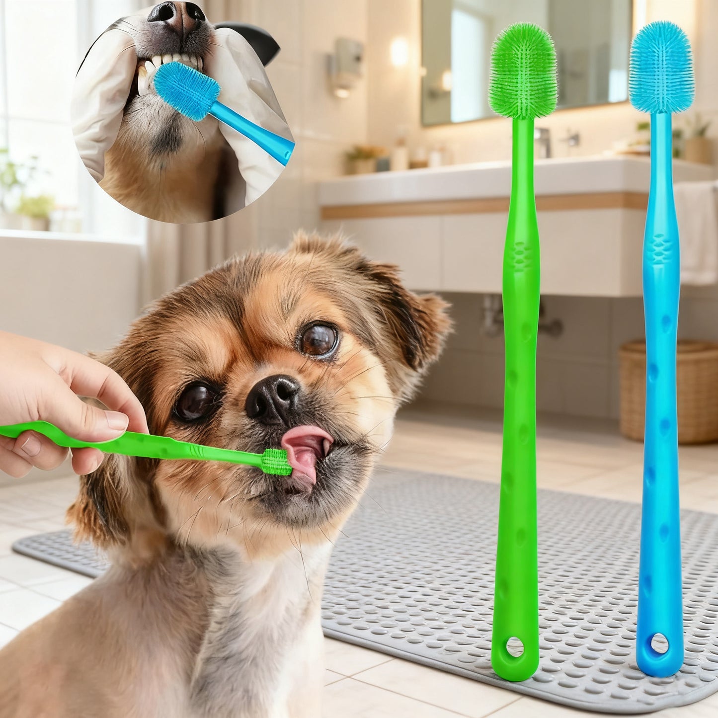 1/2 Pcs 360° Dog Cat Toothbrush | Soft Nylon Bristles | Tartar Cleaning | Tongue Coating Remover | Remove Bad Breath