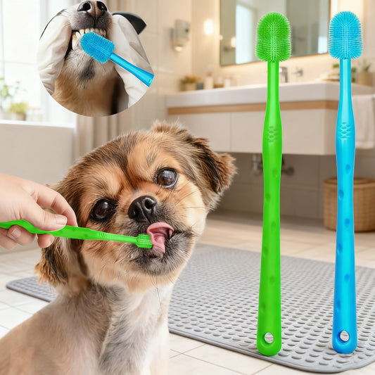 1/2 Pcs 360° Dog Cat Toothbrush | Soft Nylon Bristles | Tartar Cleaning | Tongue Coating Remover | Remove Bad Breath