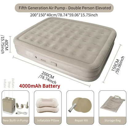 New Air Mattress with Built-In Pump | Self-Inflating Mat Cushion | Outdoor Tent Inflatable Bed | Double Sleeping Pad | for Camping or Indoor