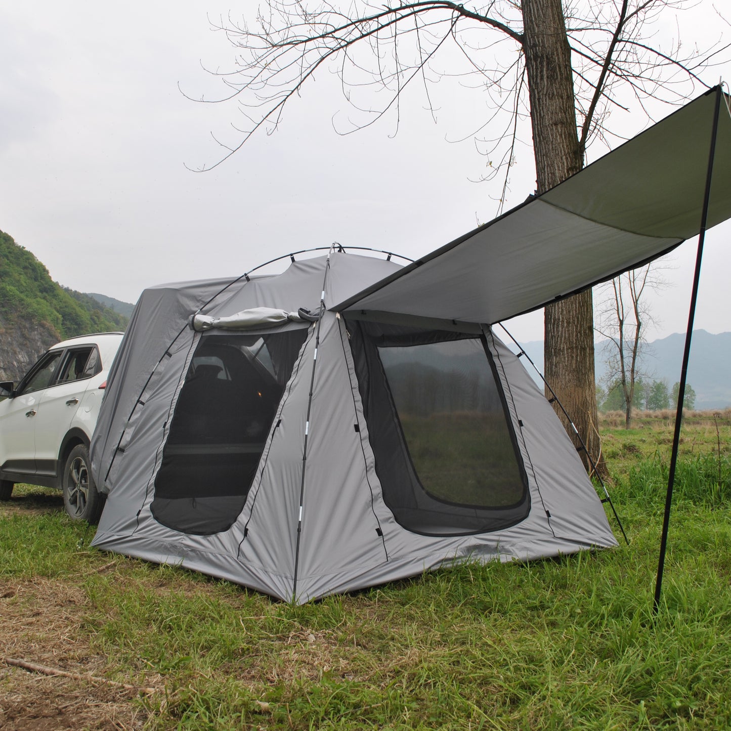 5-8 PERSON TENT Car Rear Tent | Car Tailgate Tent With Four Large Windows | Rear SUV Tent | With Large Awning | 6-Person Luggage Tent
