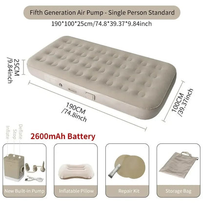 New Air Mattress with Built-In Pump | Self-Inflating Mat Cushion | Outdoor Tent Inflatable Bed | Double Sleeping Pad | for Camping or Indoor