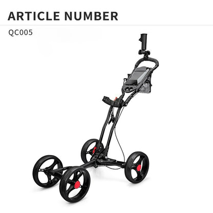 PGM Aluminium Alloy Golf Bag Cart | With Umbrella Holder & Bottle Cage | Foldable Four Wheels QC005