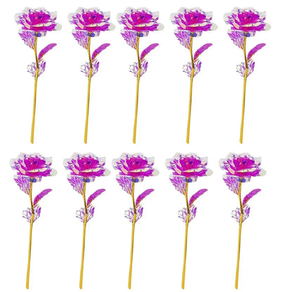 10PCS 24K Foil Plated Rose | Valentine's Day Creative Gift | Forever Love Wedding Decor