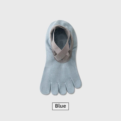 Women's Yoga Socks Spring Summer Five-Fingered Gym Fitness Anti-Slip Shock-Absorption Pilates Boat Socks Indoor Sports