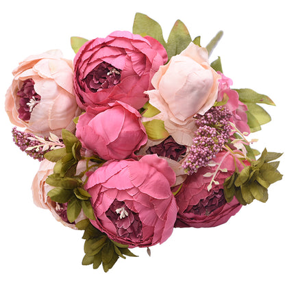 1Bunch European Artificial Peony Silk Flowers | Wedding Party Home Decor | Bouquet Wreath DIY Scrapbooking Supplies