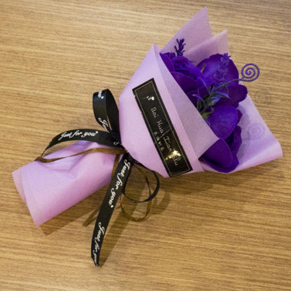 3 Heads Mini Artificial Rose Soap Bouquet | Hand-Held Valentine’s Gift | Gift Box Decor + Bath/Facial Soap