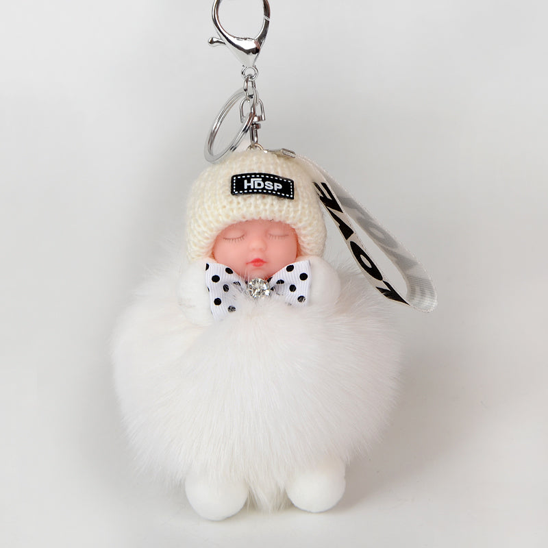 Key Chain Plush Cute Fox Fur Keychain Fluffy Accessories Key Chain Doll Ring Real Fur Keychain Pom Pom New Fashion