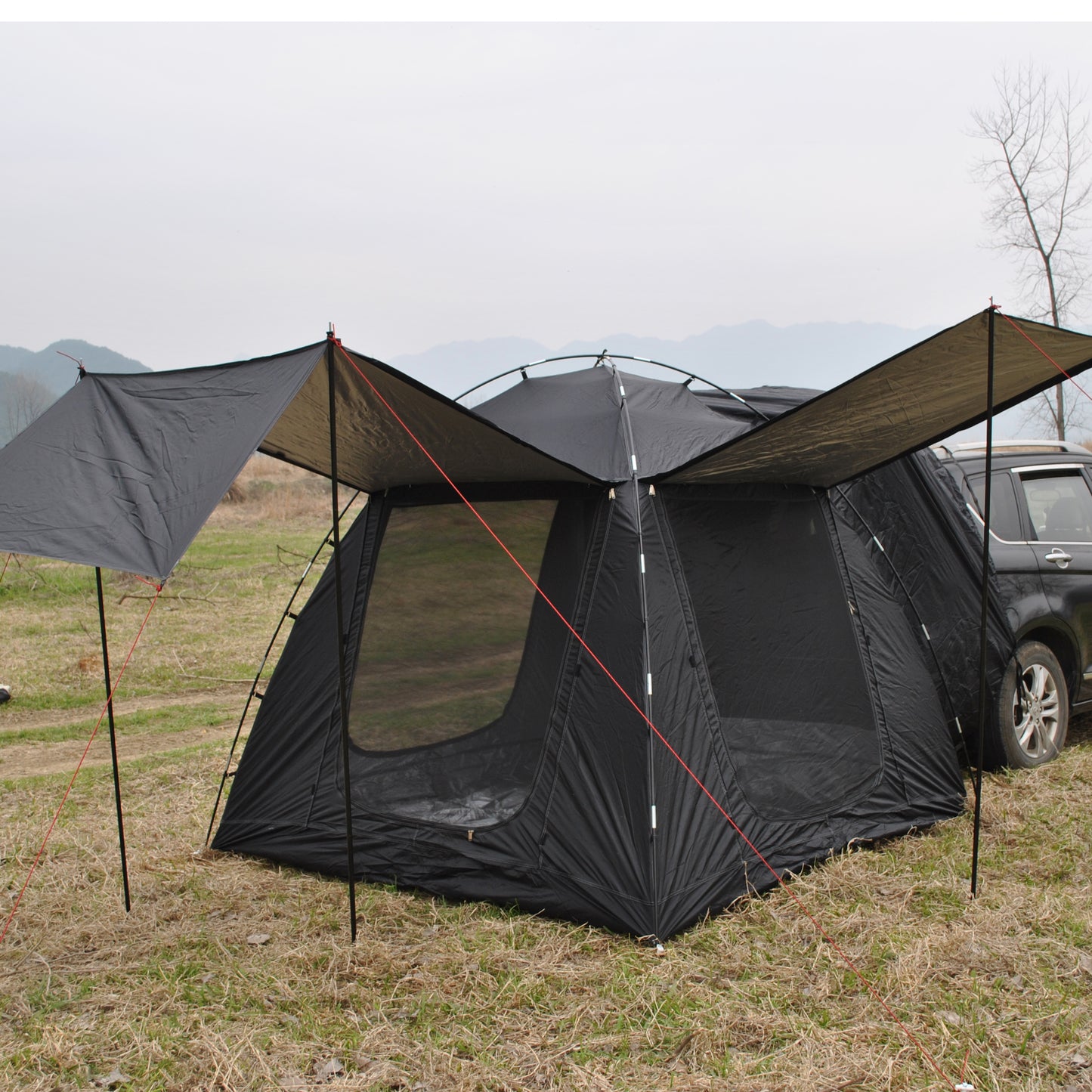 5-8 PERSON TENT Car Rear Tent | Car Tailgate Tent With Four Large Windows | Rear SUV Tent | With Large Awning | 6-Person Luggage Tent
