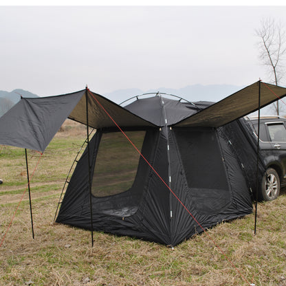 5-8 Person Tent Car Rear Tent | Car Tailgate Tent With Four Large Windows | Rear SUV Tent | With Large Awning | 6-People Luggage Tent