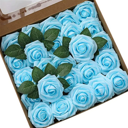 Rose Artificial Foam Fake Flowers | 15/25/100pcs Bulk Pack | Wedding Bouquets Centerpieces Mothers Day Valentines Gifts Party Decor