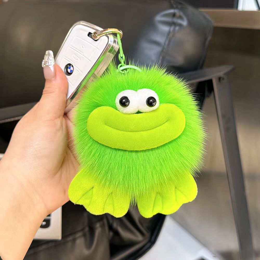 Sausage Mouth Hair Ball Key Chain Funny Plush Doll Pendant Key Ring Girl Backpack Car Decor Bag Accessories Children Small Gifts