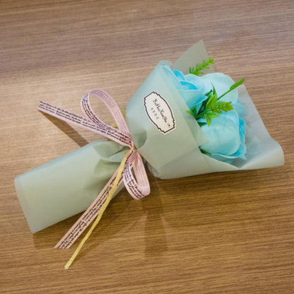 3 Heads Mini Artificial Rose Soap Bouquet | Hand-Held Valentine’s Gift | Gift Box Decor + Bath/Facial Soap