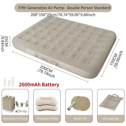 New Air Mattress with Built-In Pump | Self-Inflating Mat Cushion | Outdoor Tent Inflatable Bed | Double Sleeping Pad | for Camping or Indoor