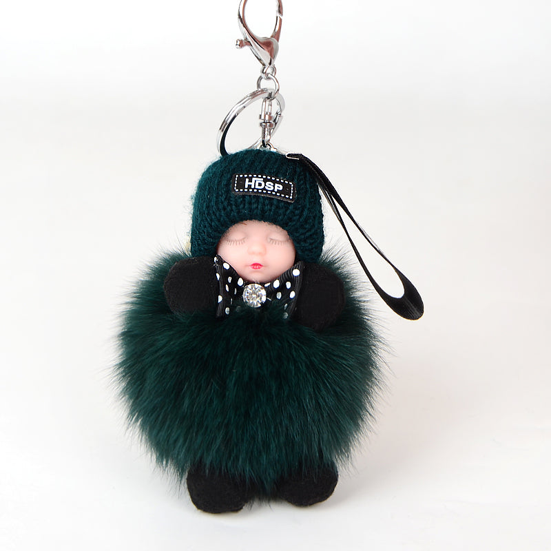 Key Chain Plush Cute Fox Fur Keychain Fluffy Accessories Key Chain Doll Ring Real Fur Keychain Pom Pom New Fashion