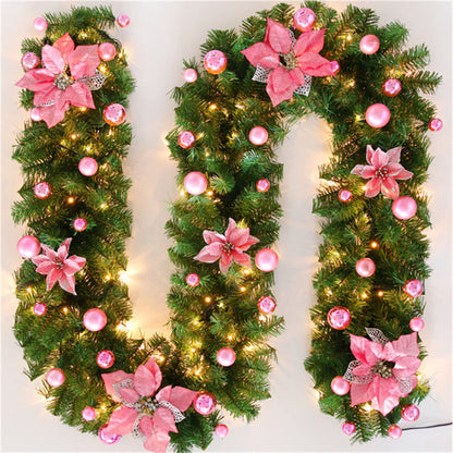 2.7M 5 Colors Christmas festive atmosphere Decorations Rattan Lights Wreath Decorated Fireplace Stairs Wall Door Decor