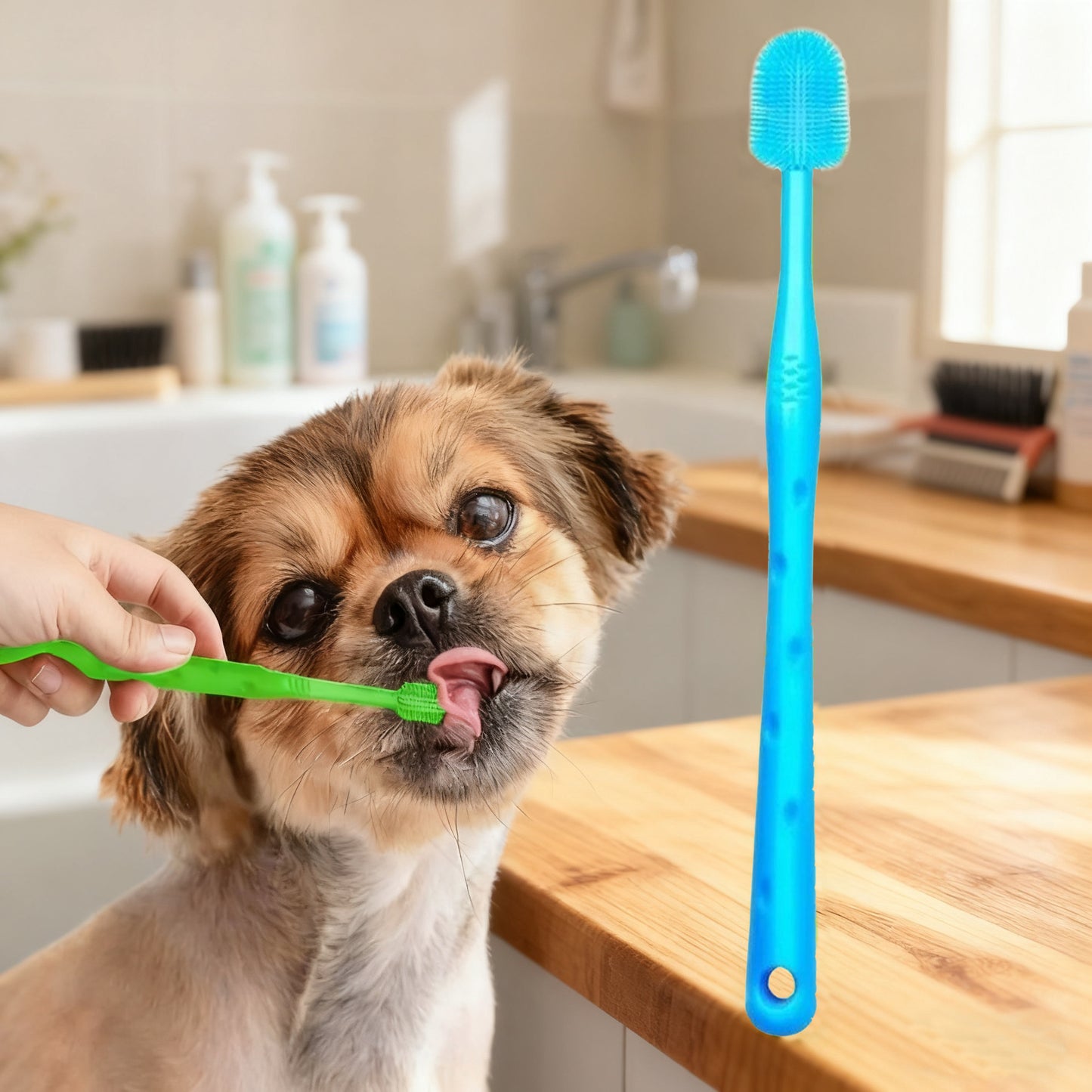 1/2 Pcs 360° Dog Cat Toothbrush | Soft Nylon Bristles | Tartar Cleaning | Tongue Coating Remover | Remove Bad Breath