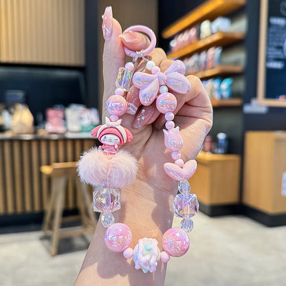 Hello Kitty Hand-painted Beaded Phone Chain | Multi-purpose Charm for Camera & Phone Case