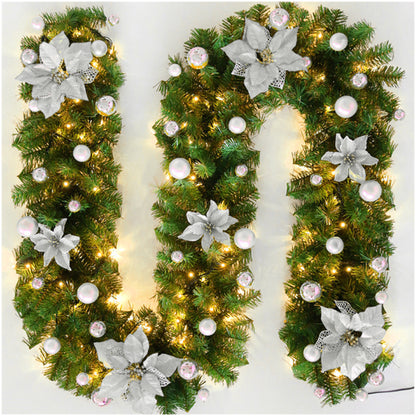 2.7M 5 Colors Christmas festive atmosphere Decorations Rattan Lights Wreath Decorated Fireplace Stairs Wall Door Decor