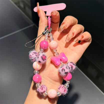 Pink Leopard Mobile Phone Lanyard Wrist Strap | Women’s Cute Anti-Lost Hand-Held Chain & Key Pendant