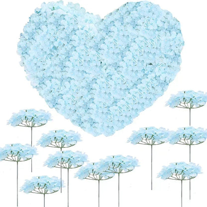 100 Pcs Silk Hydrangea Artificial Flowers | Fake Hydrangea Bouquet with Stems | Wedding DIY Floral Decor Supplies