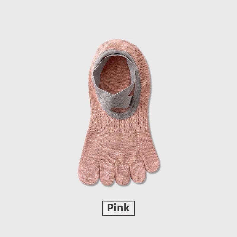 Women's Yoga Socks Spring Summer Five-Fingered Gym Fitness Anti-Slip Shock-Absorption Pilates Boat Socks Indoor Sports
