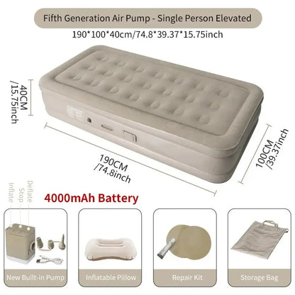 New Air Mattress with Built-In Pump | Self-Inflating Mat Cushion | Outdoor Tent Inflatable Bed | Double Sleeping Pad | for Camping or Indoor