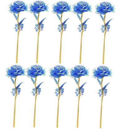 10PCS 24K Foil Plated Rose | Valentine's Day Creative Gift | Forever Love Wedding Decor