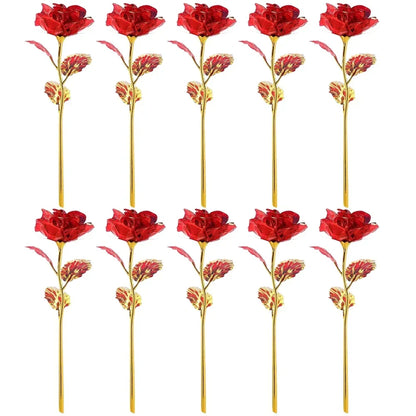 10PCS 24K Foil Plated Rose | Valentine's Day Creative Gift | Forever Love Wedding Decor