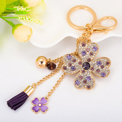 Love Clover Creative Rhinestone Key Chain | Women’s Bag Pendant & Car Accessory