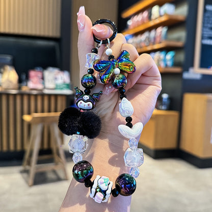 Hello Kitty Hand-painted Beaded Phone Chain | Multi-purpose Charm for Camera & Phone Case