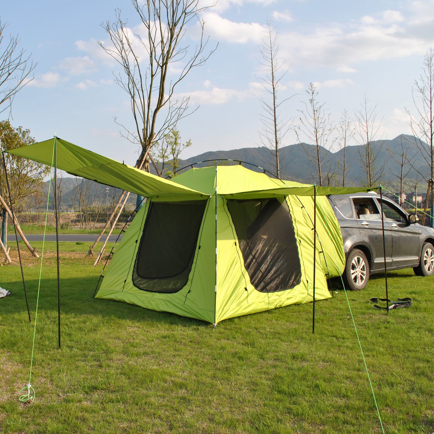 5-8 PERSON TENT Car Rear Tent | Car Tailgate Tent With Four Large Windows | Rear SUV Tent | With Large Awning | 6-Person Luggage Tent