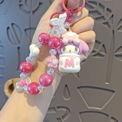 Cute Cartoon Beaded Keychain | Hello Kitty/Cinnamoroll/Kuromi Doll Pendant