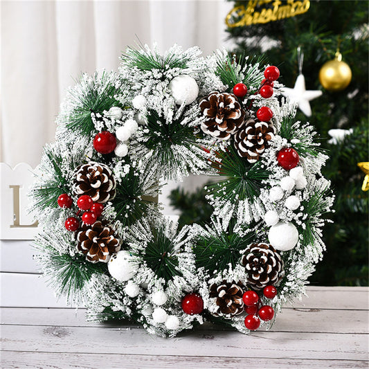 30cm Christmas Wreath For Front Door Christmas Door Wreath Pine Cone Ornaments Garland For Window Wall Indoor Outdoor Xmas Decor