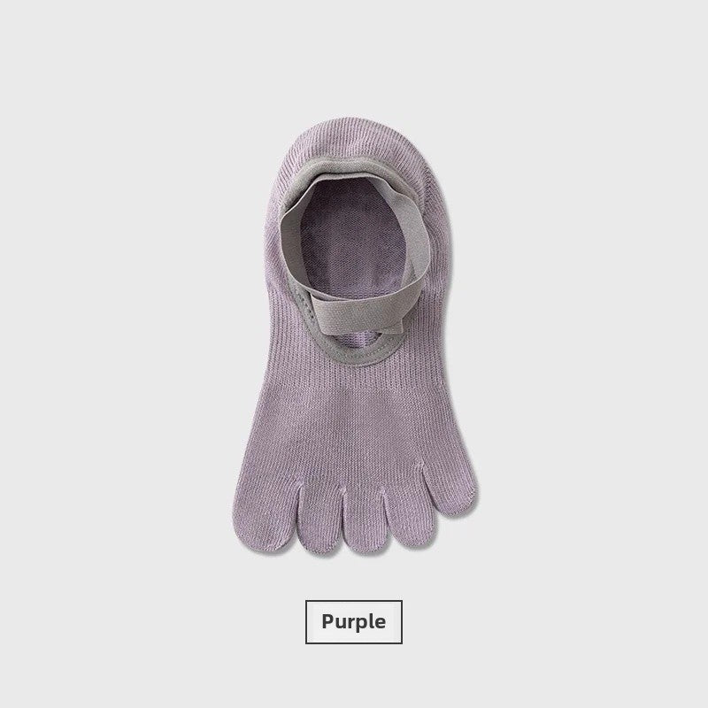 Women's Yoga Socks Spring Summer Five-Fingered Gym Fitness Anti-Slip Shock-Absorption Pilates Boat Socks Indoor Sports