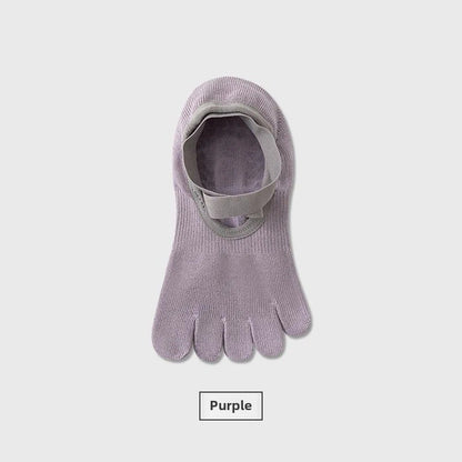Women's Yoga Socks Spring Summer Five-Fingered Gym Fitness Anti-Slip Shock-Absorption Pilates Boat Socks Indoor Sports