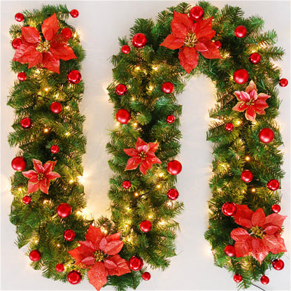 2.7M 5 Colors Christmas festive atmosphere Decorations Rattan Lights Wreath Decorated Fireplace Stairs Wall Door Decor