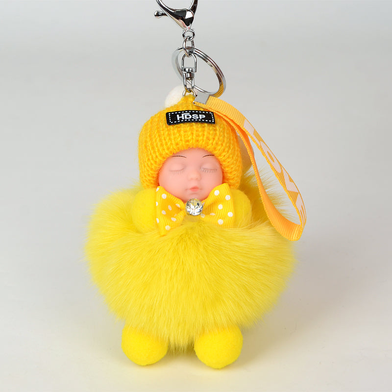 Key Chain Plush Cute Fox Fur Keychain Fluffy Accessories Key Chain Doll Ring Real Fur Keychain Pom Pom New Fashion