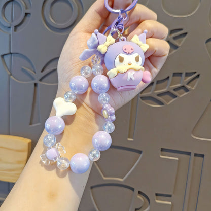 Cute Cartoon Beaded Keychain | Hello Kitty/Cinnamoroll/Kuromi Doll Pendant