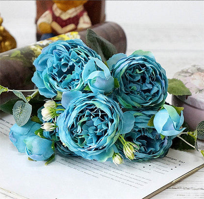 Silk Rose & Peony Artificial Flower Bouquet | Beautiful Flores for Wedding Party Home Decoration | Mariage Fake Flowers