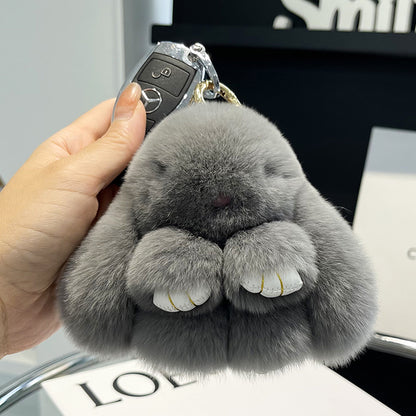 Rabbit Fur keychain Bunny Trinket Key Gifts Chain Women Bag Car Keychain Pendant Decoration Jewelry Bags Hangings Accessories