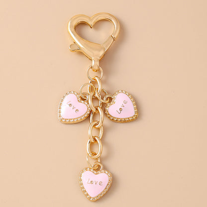 Pretty Pink Love Heart Pearl Key Chain | Women & Girls’ Handbag Decor & DIY Jewelry Gift