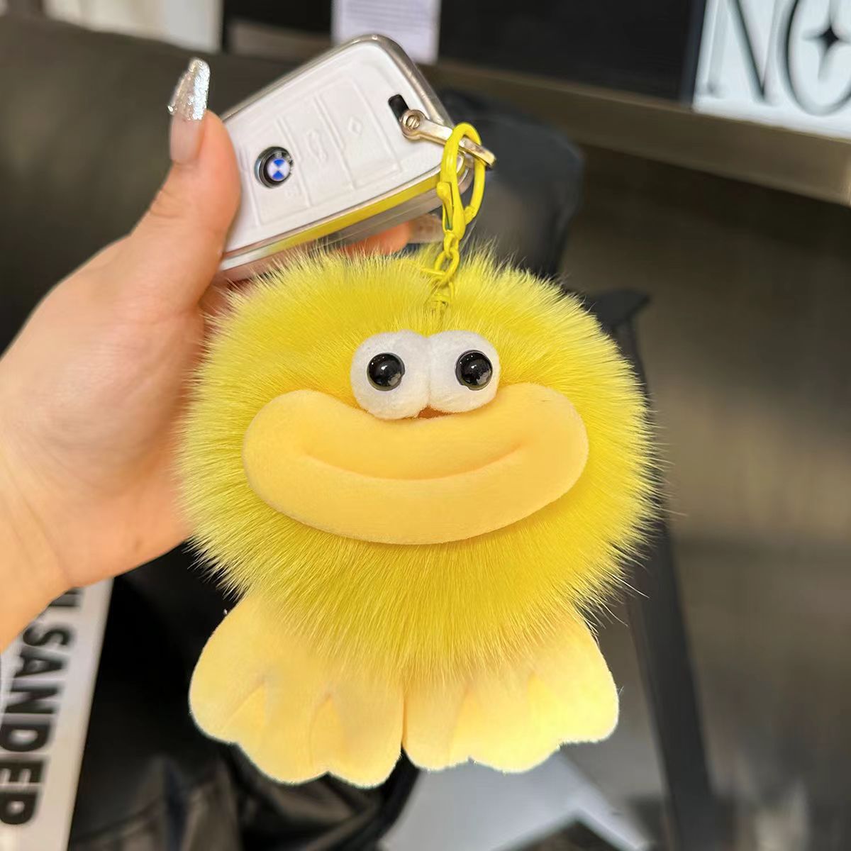 Sausage Mouth Hair Ball Key Chain Funny Plush Doll Pendant Key Ring Girl Backpack Car Decor Bag Accessories Children Small Gifts