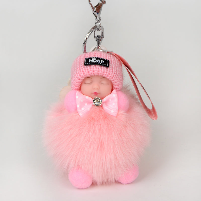 Key Chain Plush Cute Fox Fur Keychain Fluffy Accessories Key Chain Doll Ring Real Fur Keychain Pom Pom New Fashion